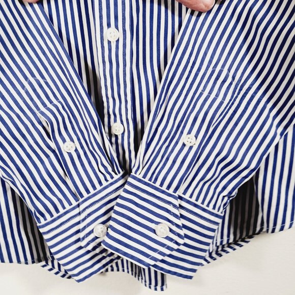 Ralph Lauren Slim Fit Navy & White Pin Stripe Shirt, Cotton , Size 10, Preppy - Picture 11 of 16